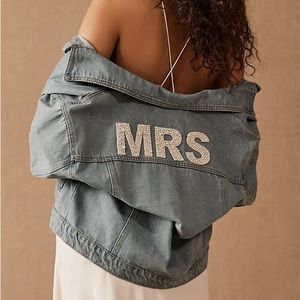 Untamed Petals / BHLDN Mrs. Denim Jacket with Pearl Detailing Small